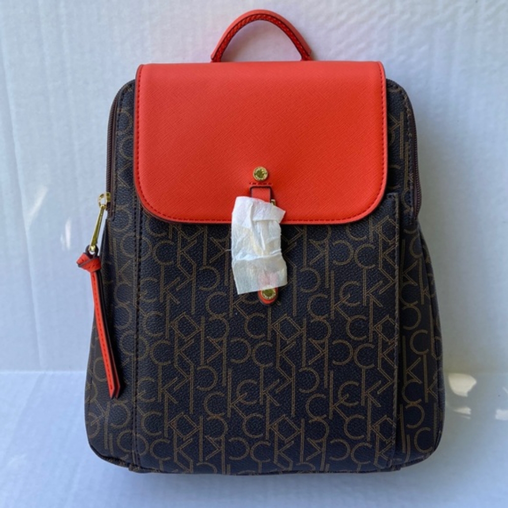 Calvin Klein Brown and Orange Women's Backpack